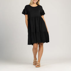 DÁMSKE ŠATY S KRÁTKYMI SKLADANÝMI RUKÁVMI - SOLERA